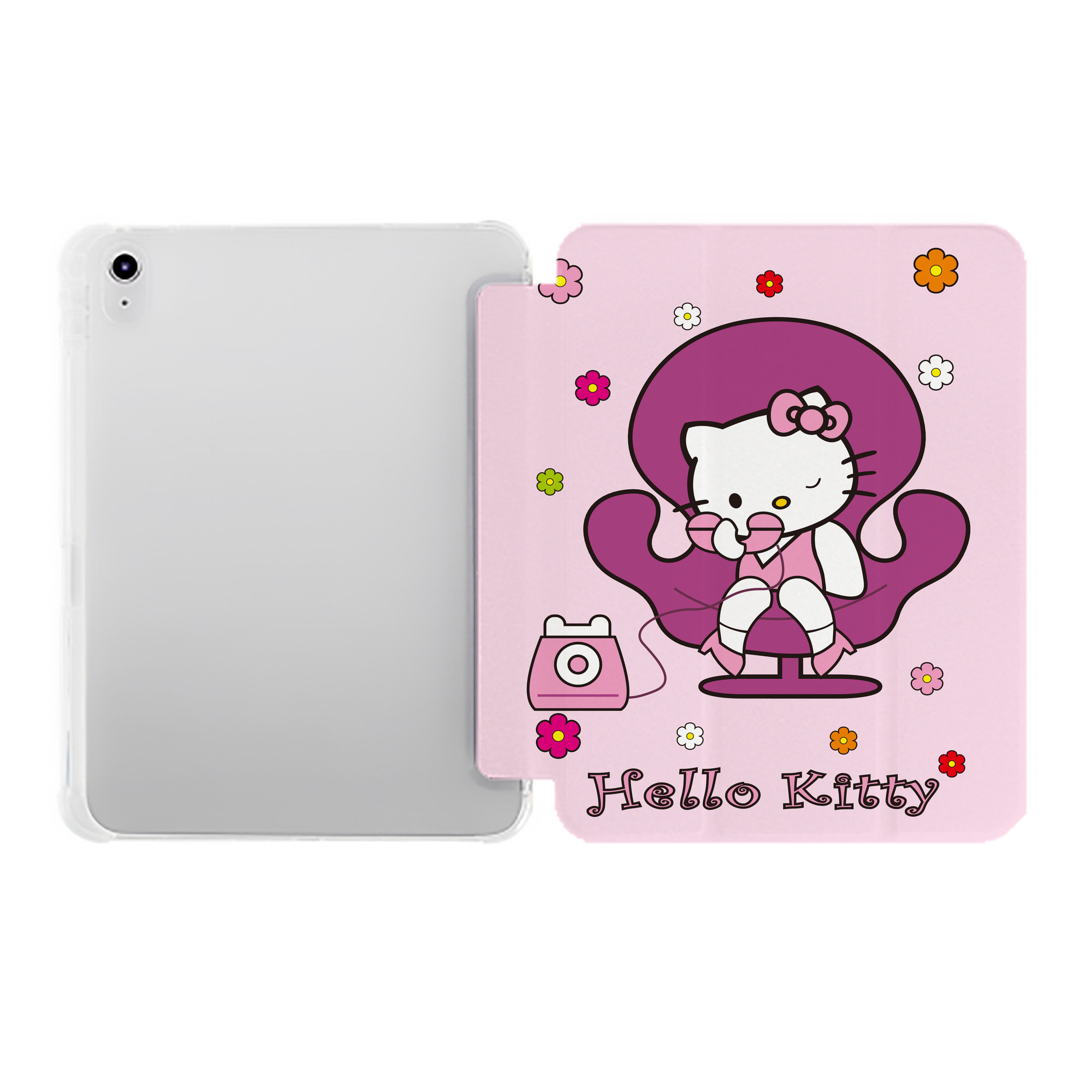 （画像用） Hello Kitty ハローキティ IPad ケース ペン収納付き 三つ折りスタンド PUレザー×シリコン 対応機種9.5/10.5/10.9インチ